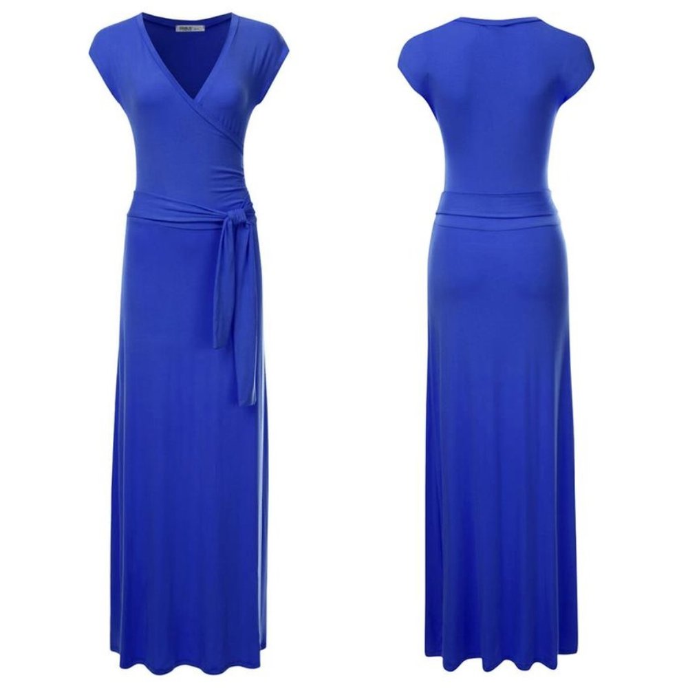 Surplice V-Neck Maxi Wrap Dress - Picture 2 of 4